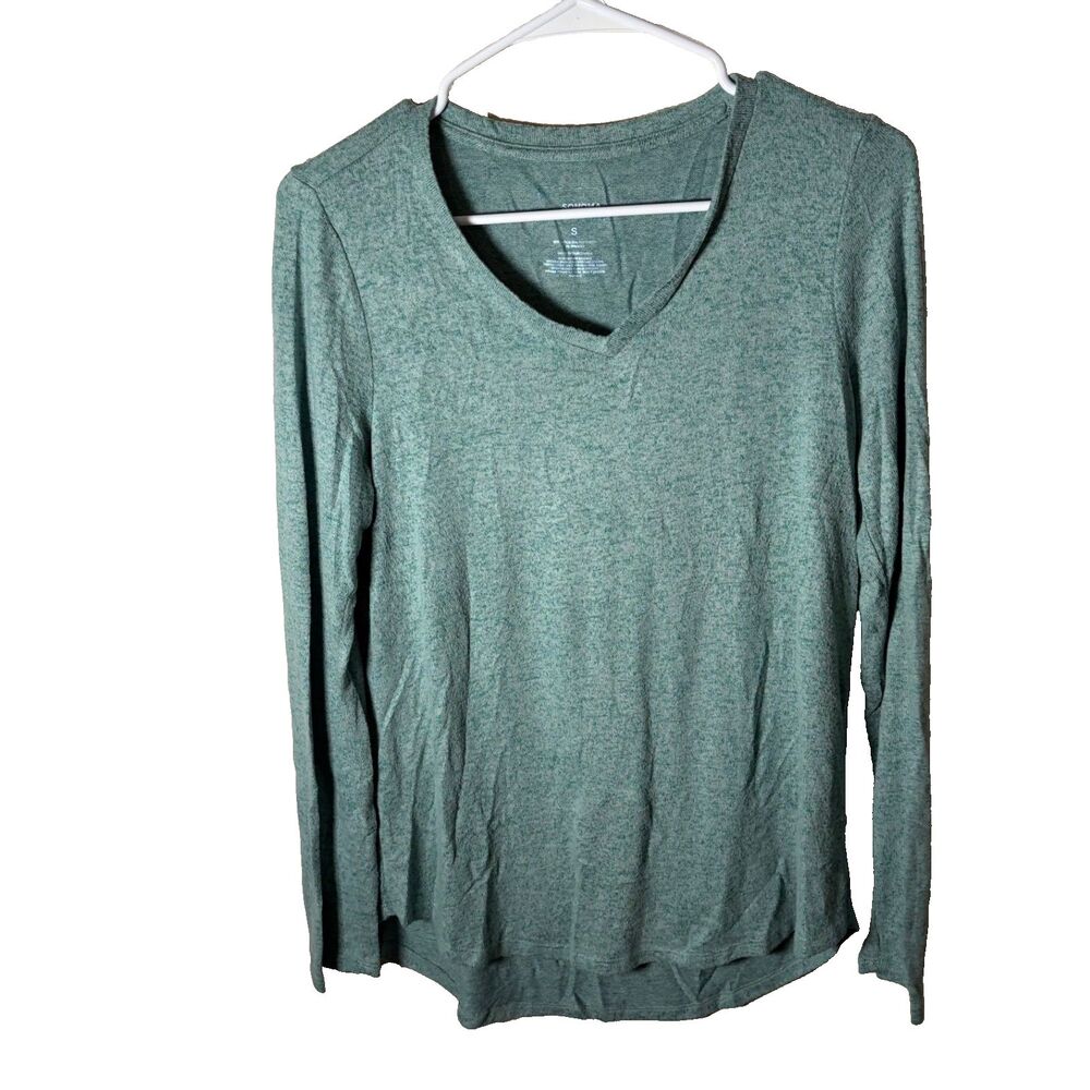 Sonoma T-Shirt Women's Small Green V-Neck Long Sleeve Casual Shirt Top